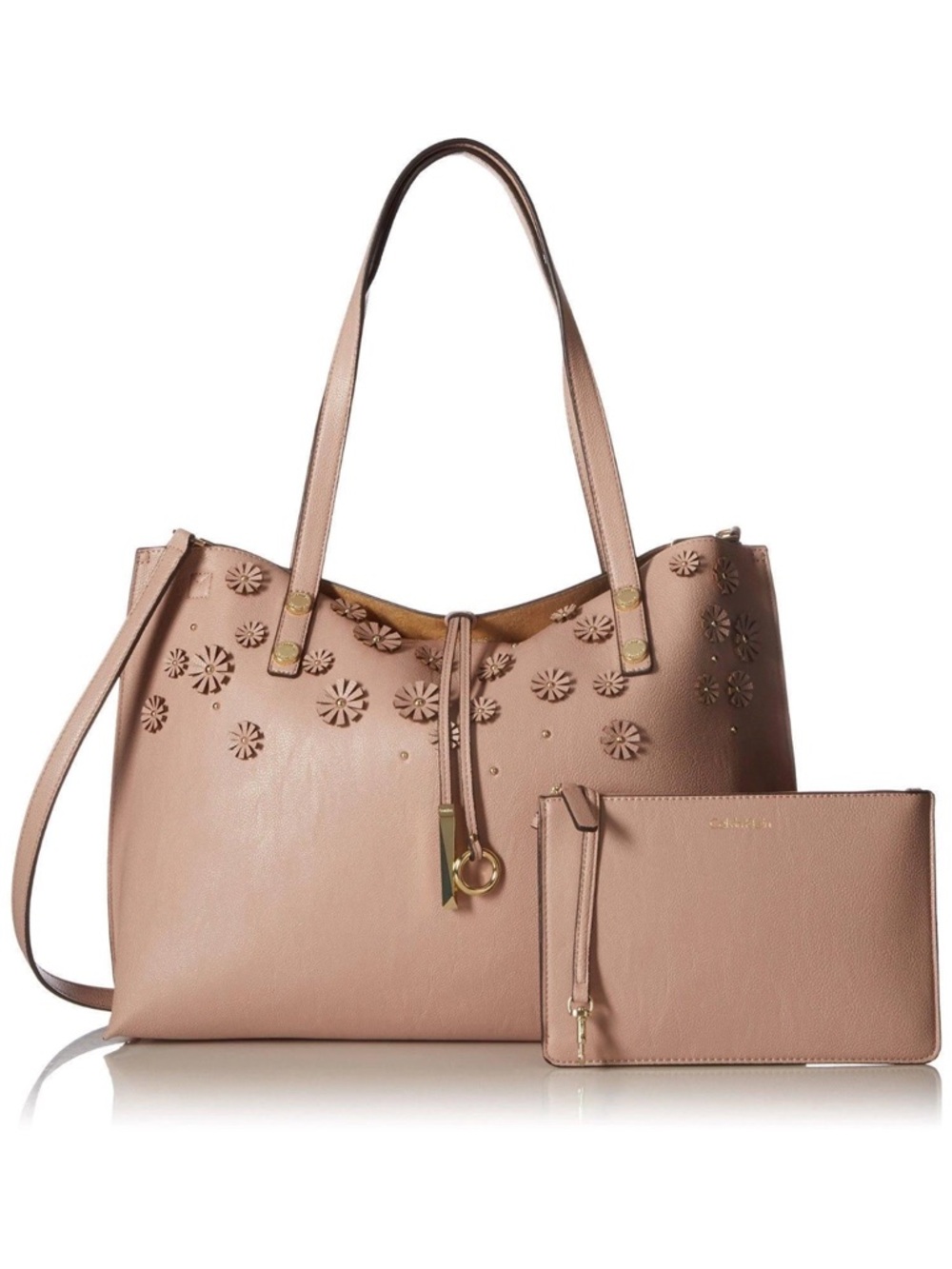 Calvin Klein Soft Blush Floral Tote Bag with Wristlet Sonoma Flower